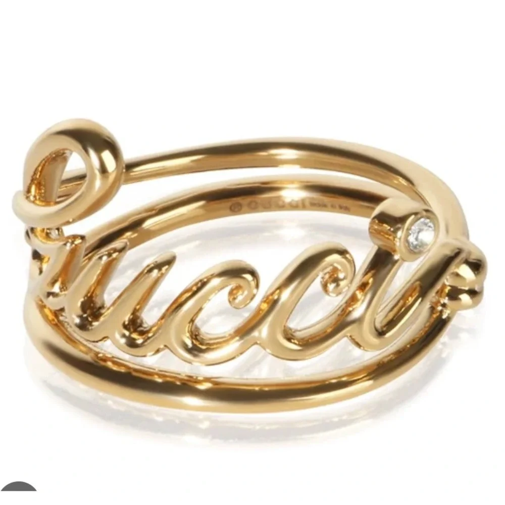 Gucci Gold-toned Script Logo Ring Multi Band 814360